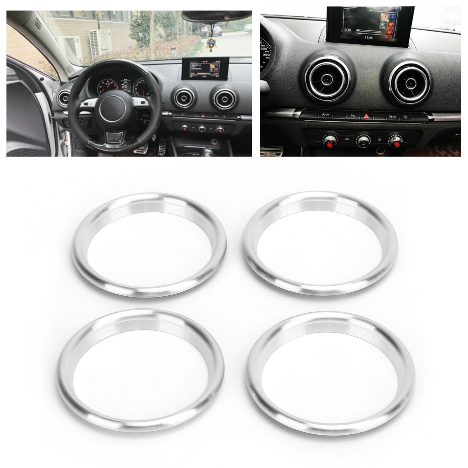4pcs Silver Aluminum Alloy Air Outlet Ring For 2014-2019 TFTB
