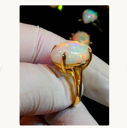 3.50Ct Oval Cut Natural Fire Opal Halo Engagement Ring 14K Gold Plated