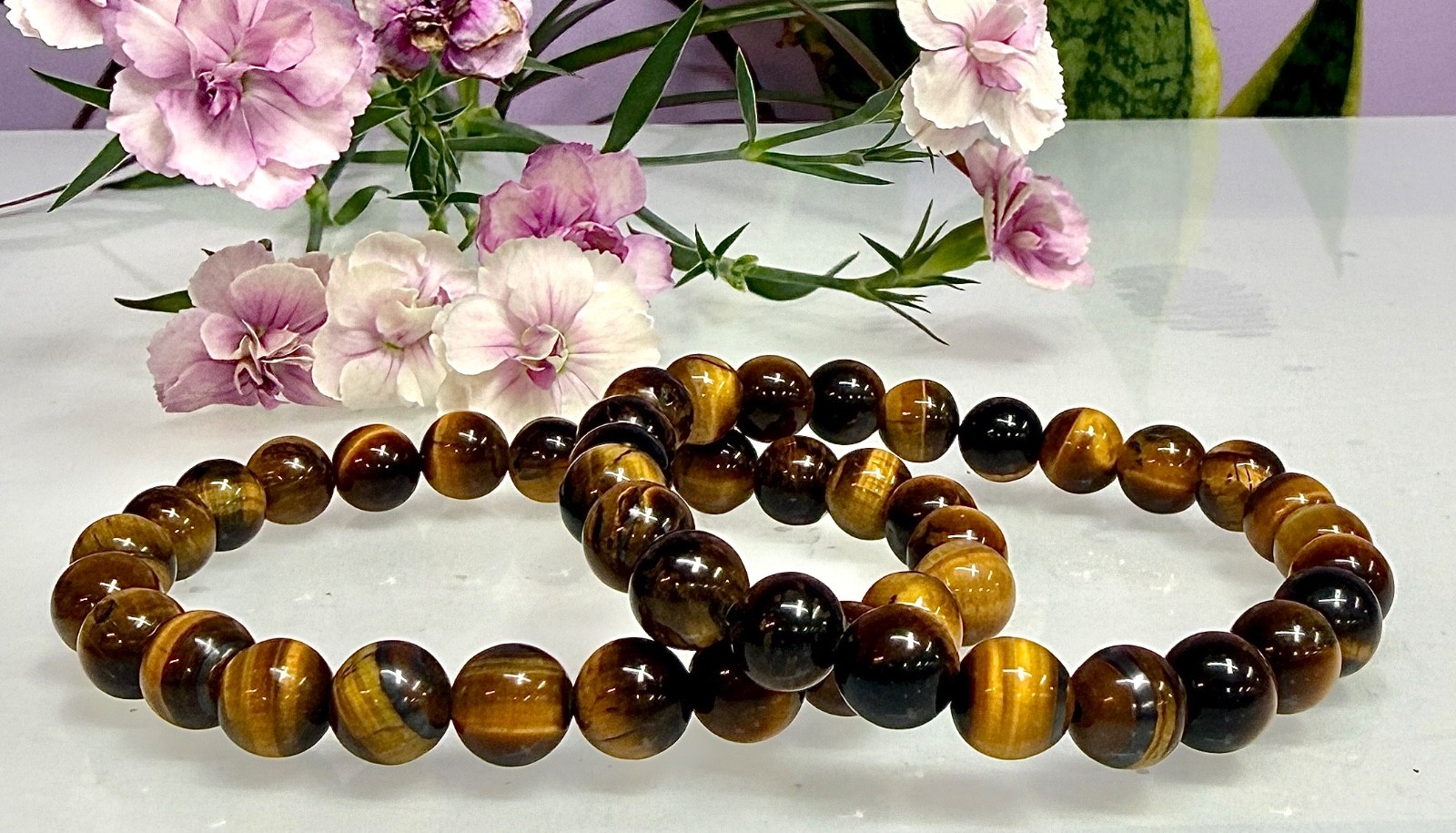 Wholesale 6 Pcs Natural Tiger Eye 8mm 7.5” Crystal Healing Stretch Bracelet