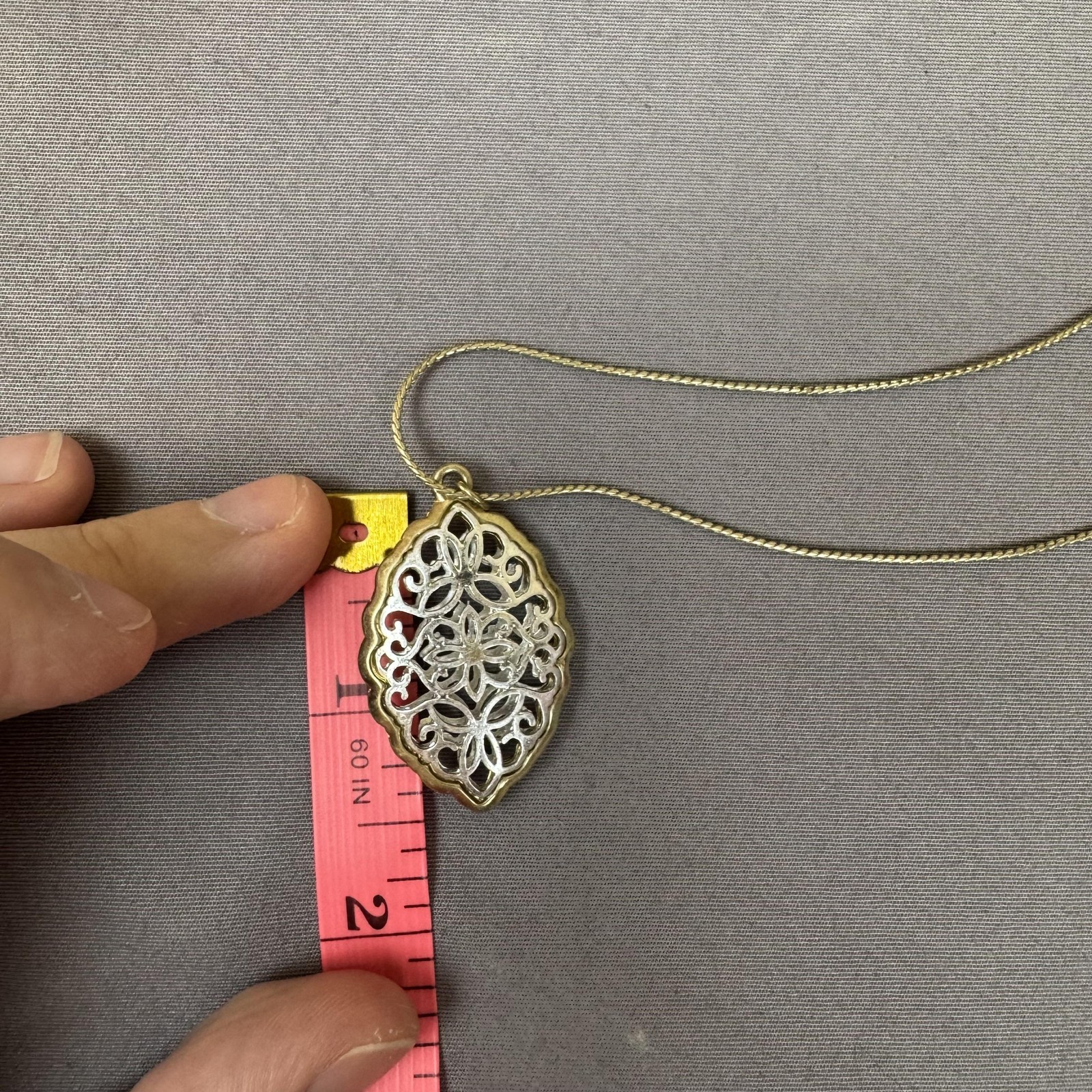 Gold Tone Filigree Oval Pendant Slider Necklace 21 In Womens Floral Jewelry
