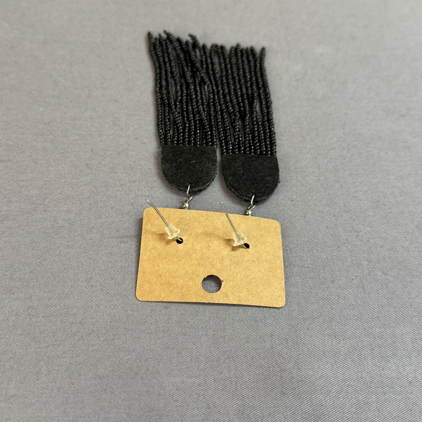 Black Beaded Tassel Dangle Drop Earrings 3.5 In Womens Boho Statement Jewelry