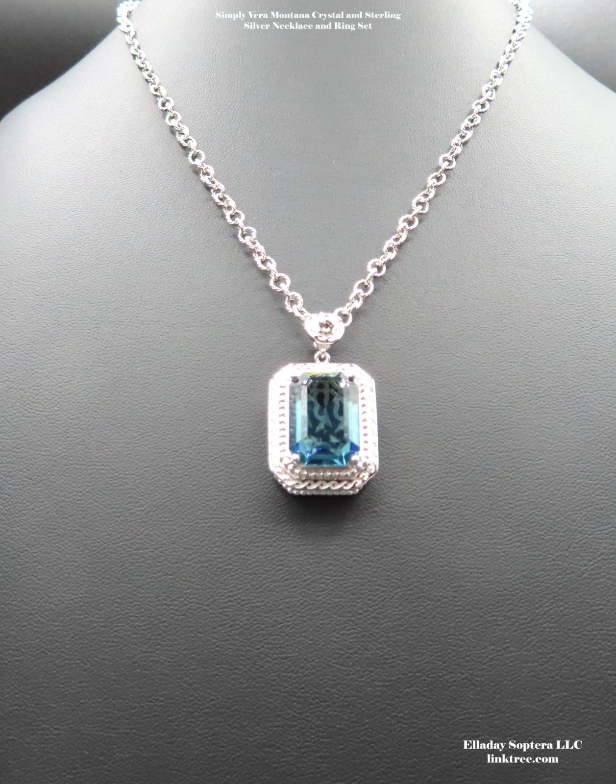 Simply Vera by Vera Wang Sterling Silver Montana Crystal Necklace and Ring set