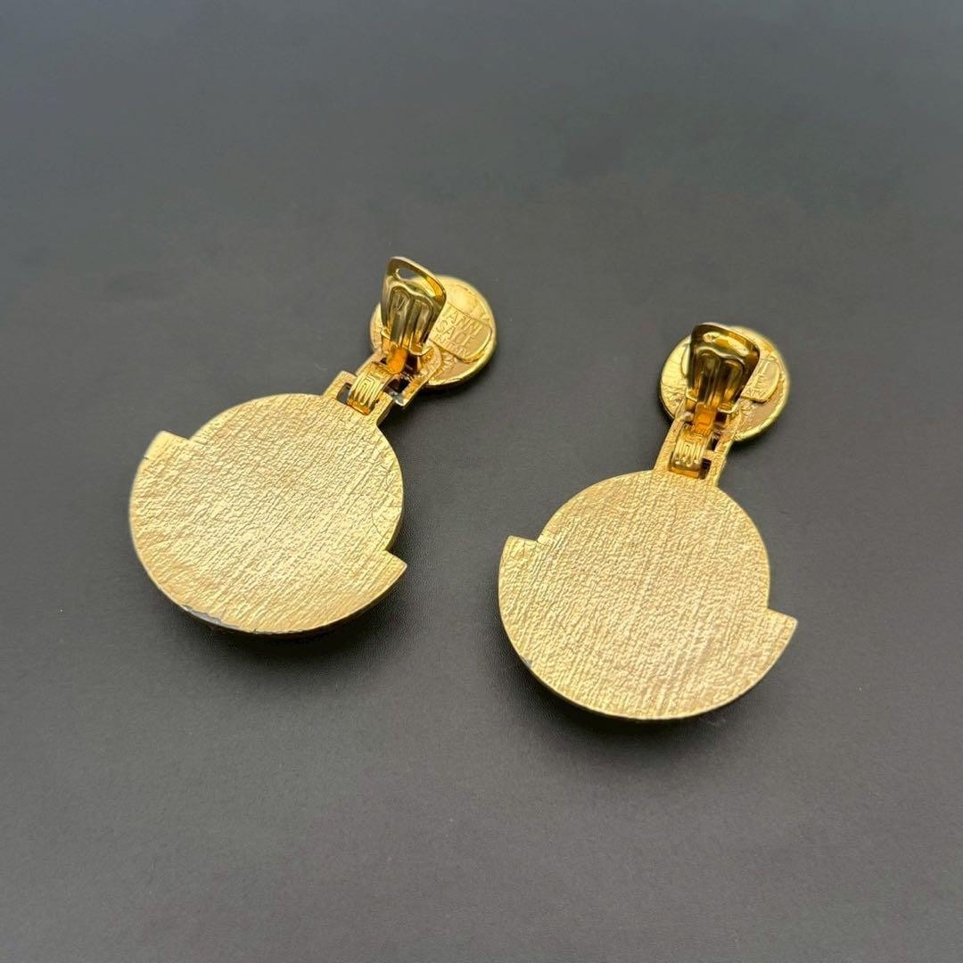 Gianni Versace Earrings Gold Medusa Double Strand Womens Vintage From Japan