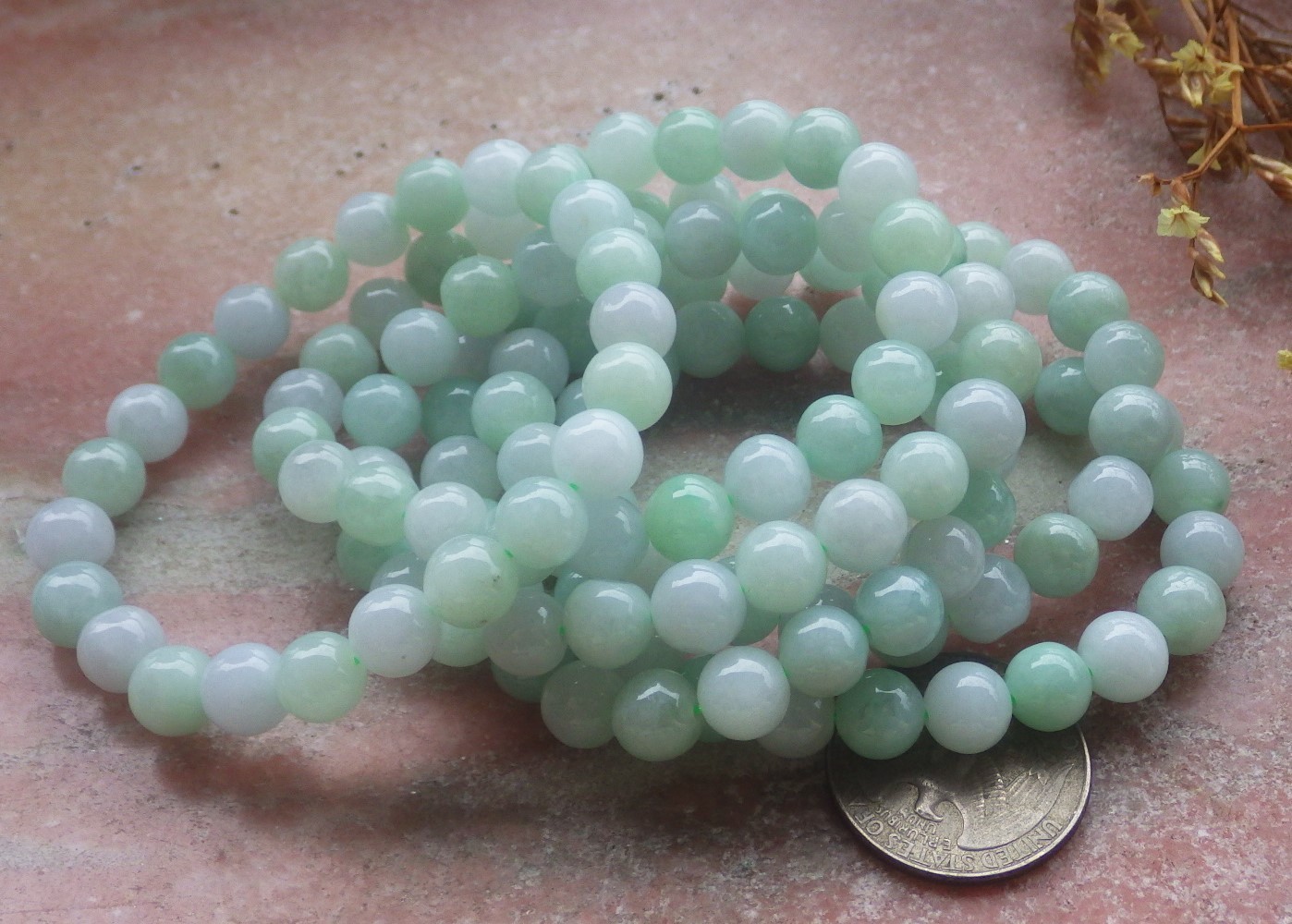1 Pcs Green 100% A JADE Jadeite Bead Beads Bangle Bracelet 6.5 inches 手镯 737170