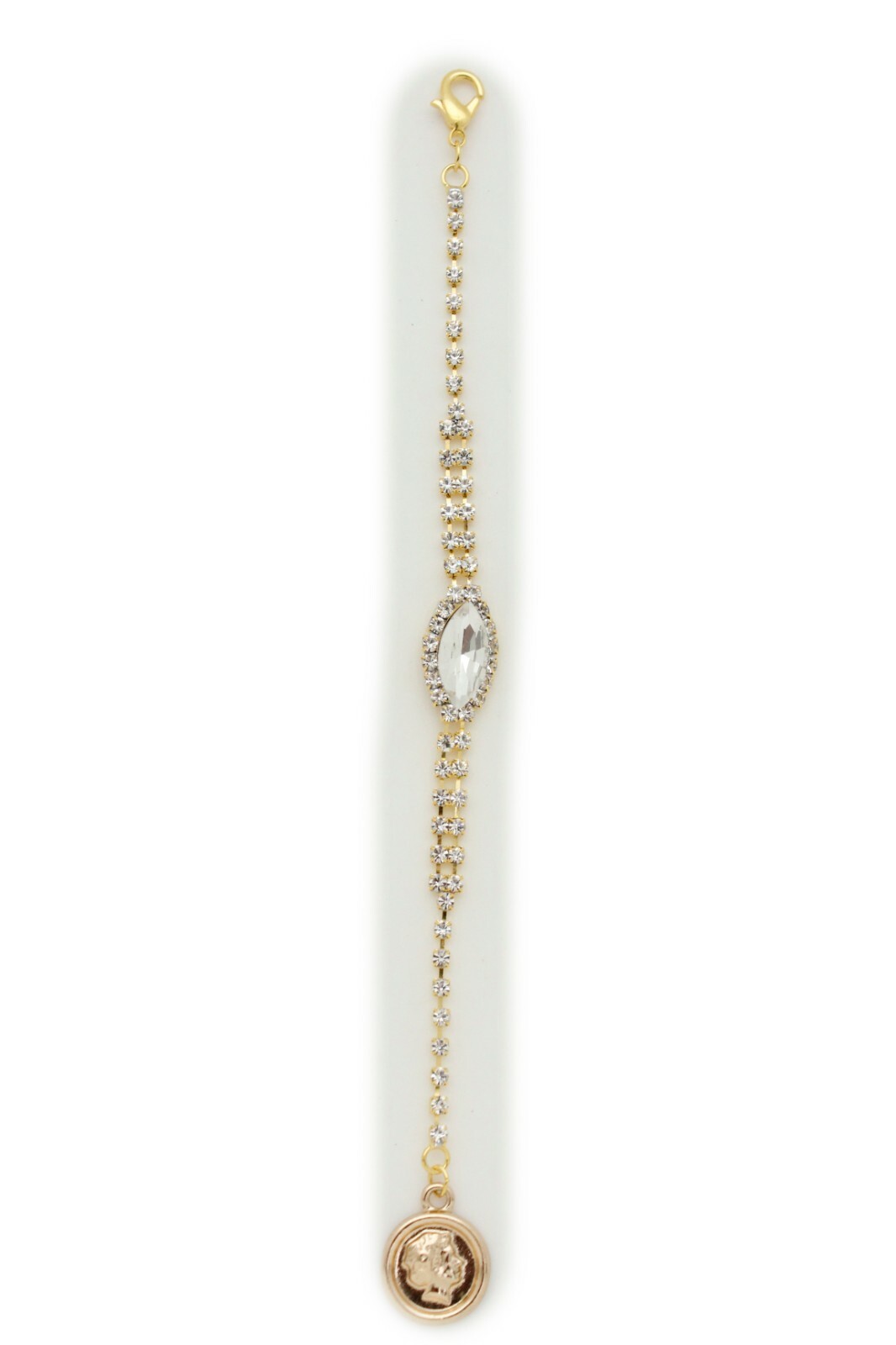 Women Open Back Dressy Long Necklace Pendant Gold Metal Chain Links Coin Charm