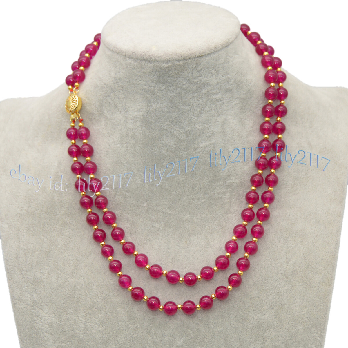 2 Rows 6/8/10/12mm Round Multicolor Jade Natural Gemstone Beads Necklace 18-19”
