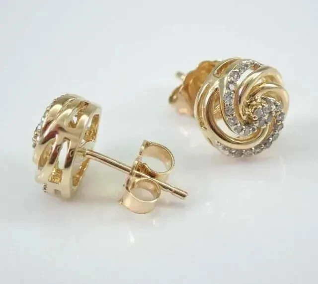 14K Yellow Gold Plated 1 Ct Round Cut Simulated Diamond Cluster Stud Earrings