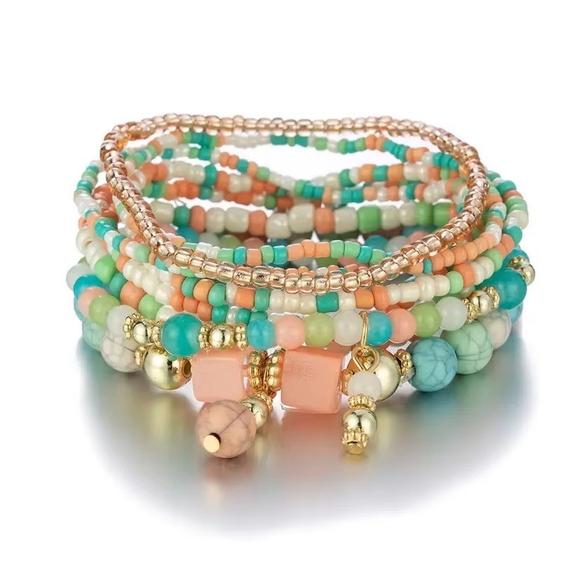8PCS Boho Colorful Beaded Bracelet Set Handmade Stackable Bracelets Women