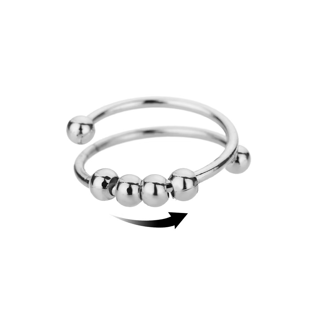 Anti Stress Anxiety Fidget Rings for Women Satinless Steel Spinner Sunflower Sun