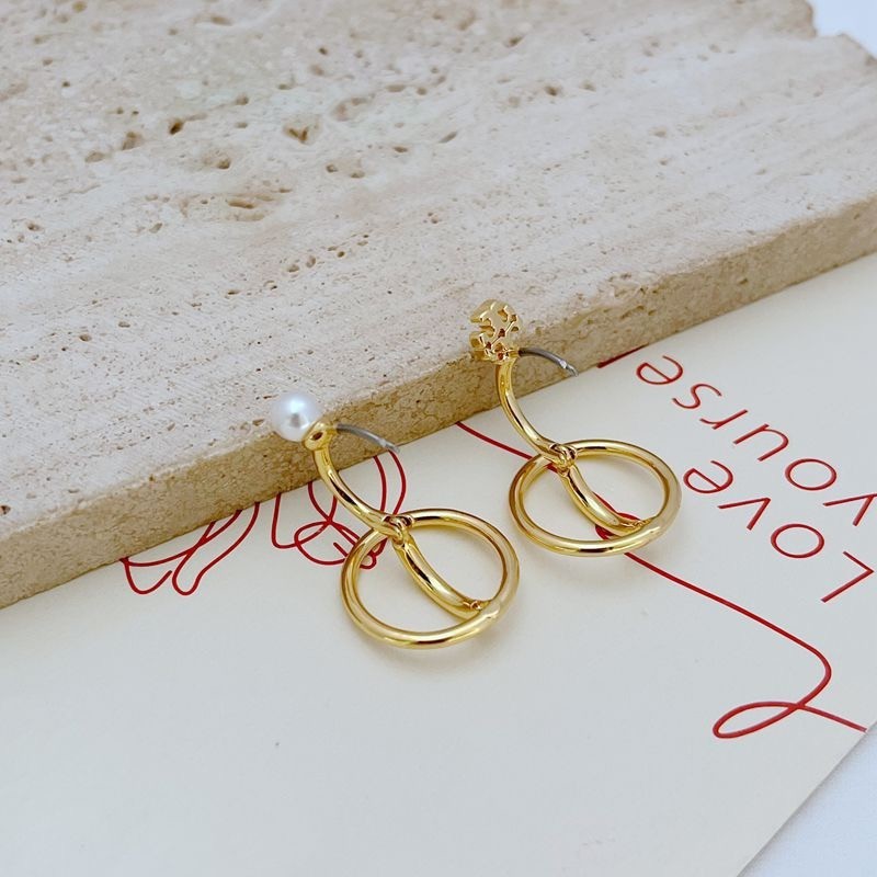 New Tory Double Circle Classic Double earring with Jewelry Pouch Size:2.2*1.8cm