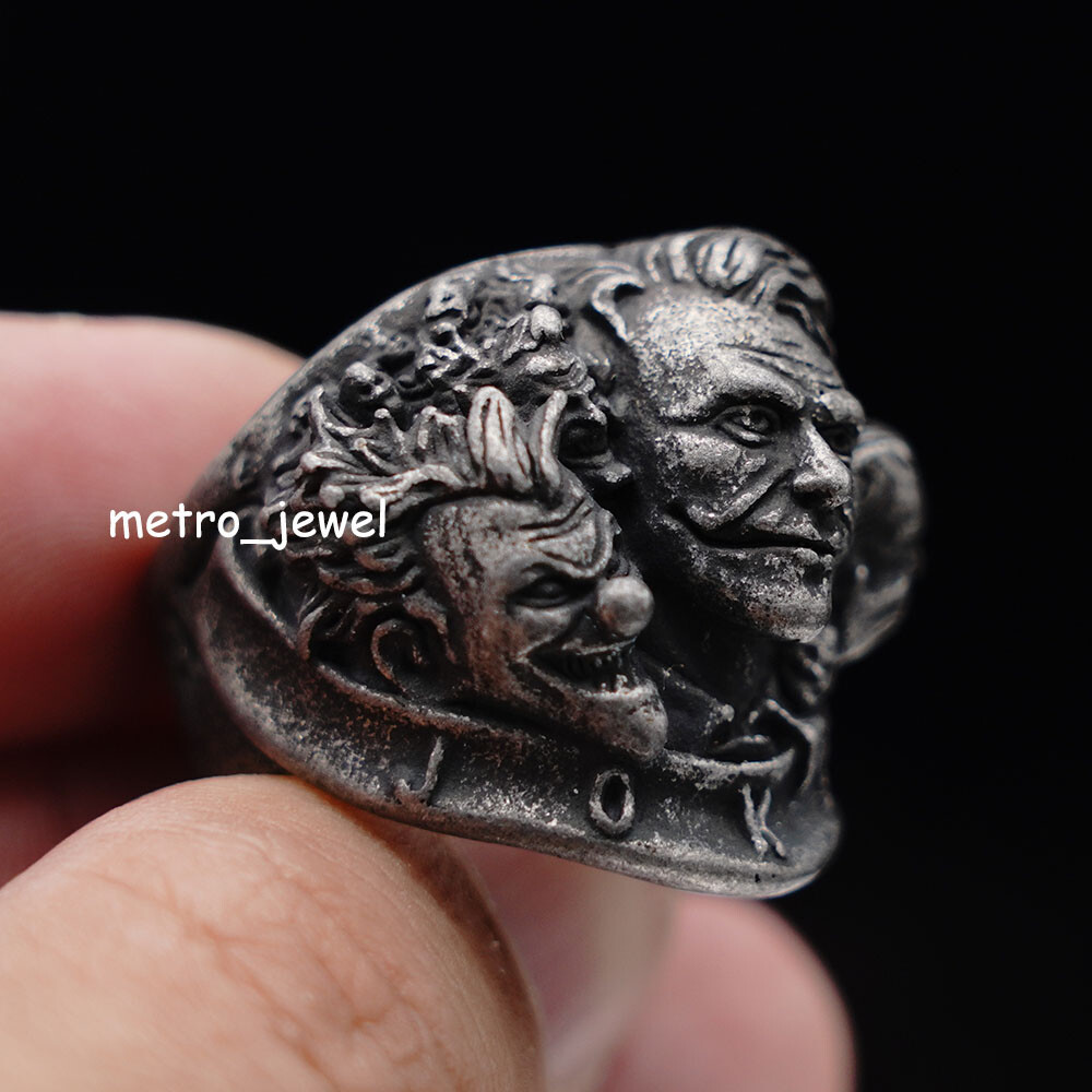 Cool Black Stainless Steel Mens Clown Skull Ring For Men Size 7 8 9 10 11 12 13