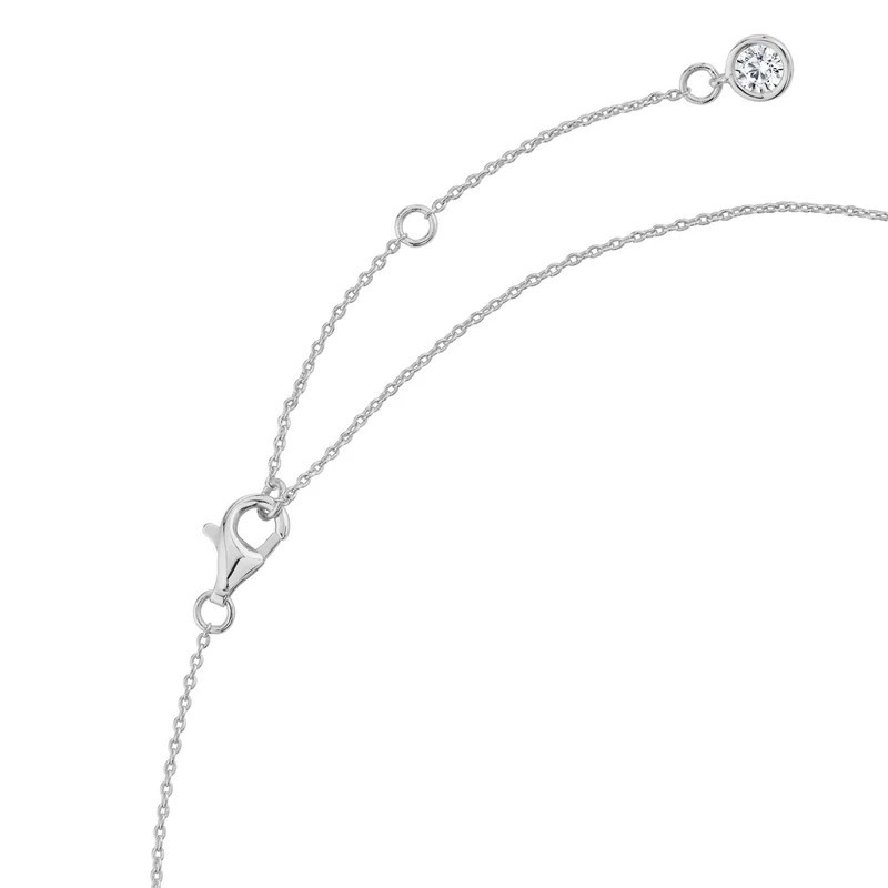 Crislu Sterling Silver Platinum Plated Necklace Cubic Zirconia Teardrop 19 Inch