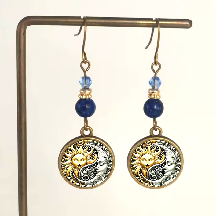 New Celestial Zinc Alloy and Glass Dangle Earrings