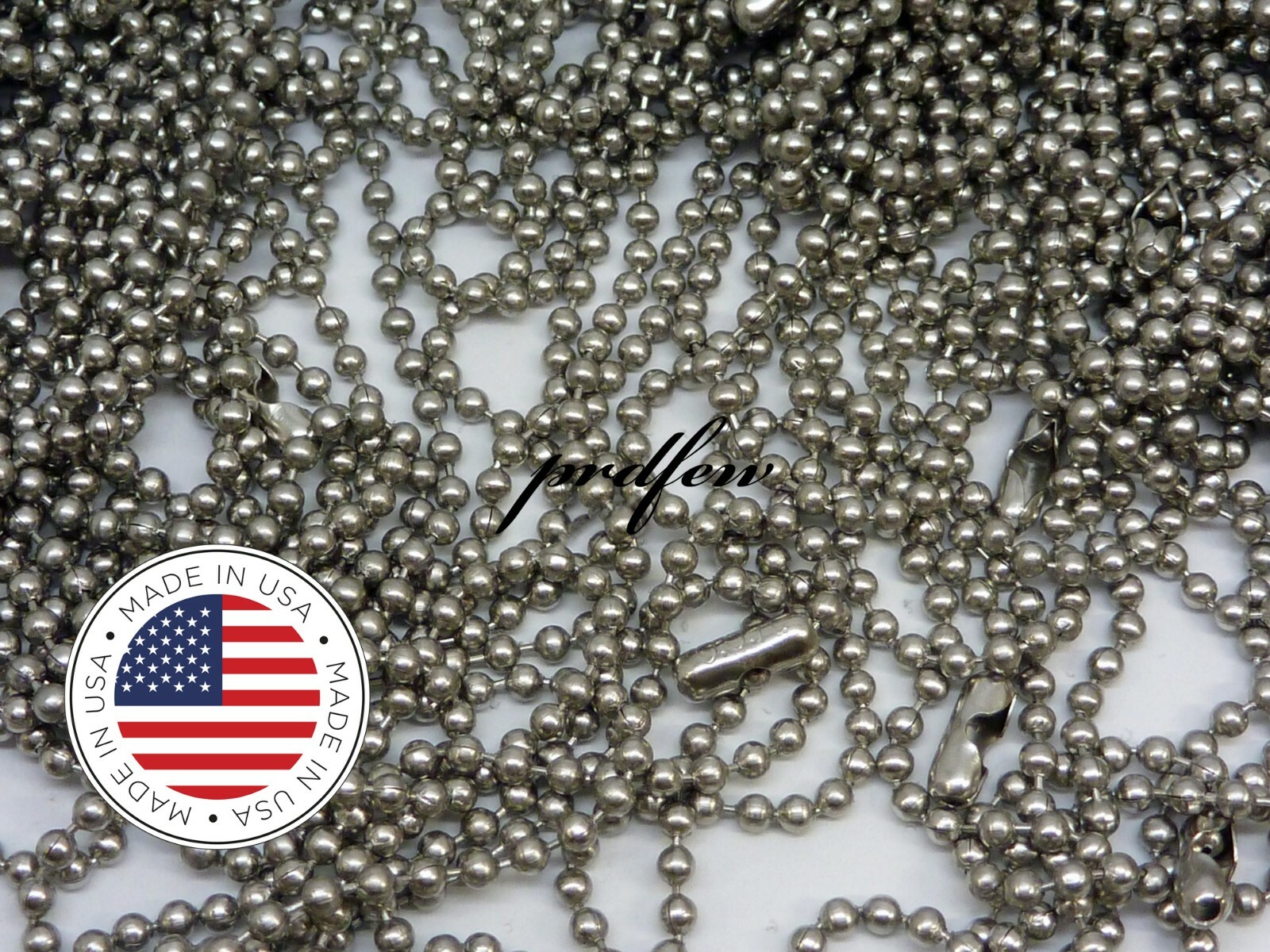 MADE IN USA 30″ Wholesale LOT of 15 MilSpec Stainless Steel 2.4mm #3 Ball Chain