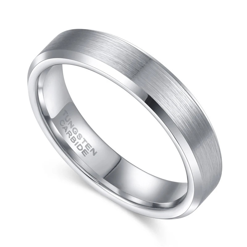 Wedding Band Ring Silver Tungsten Brushed Round 4mm 6mm 8mm Anniversary Jewelry