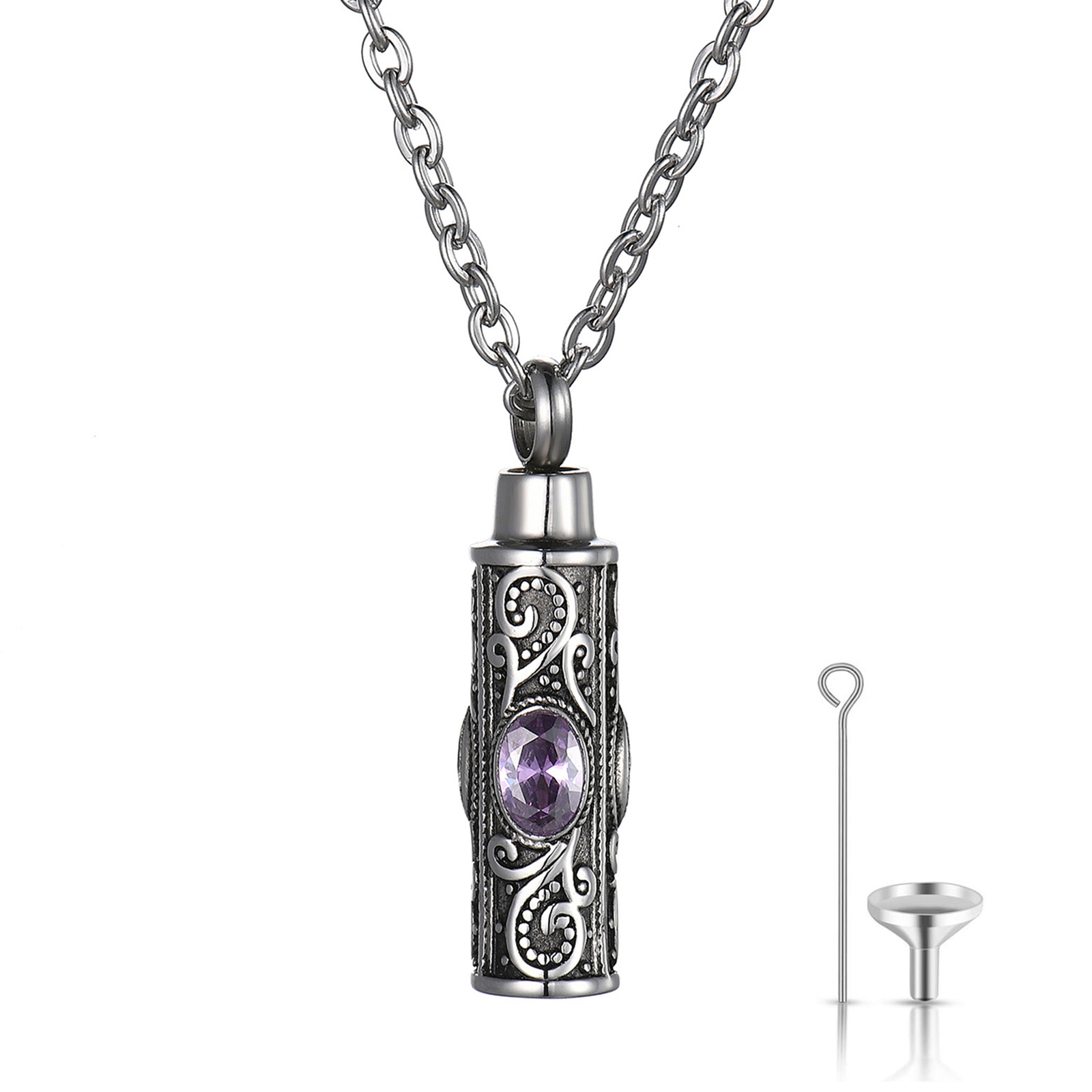 Cremation Ash Holder Urn Keepsake Pendant Retro Perfume Bottle Memorial Necklace