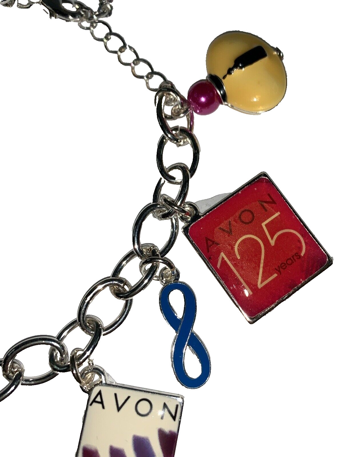 Avon 125th Anniversary Silver Tone Charm Bracelet NIB