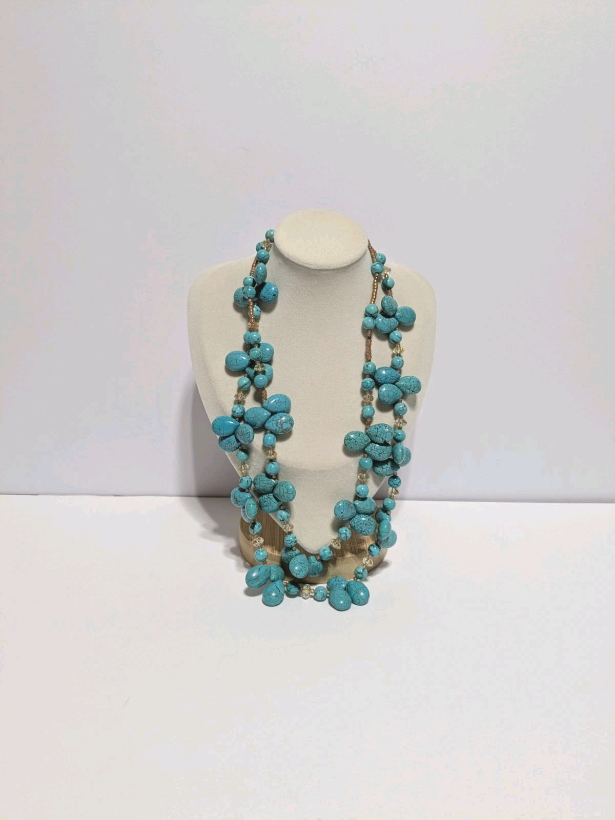 Layered Cluster Howlite Necklace With Multicolor Glass & Acrylic Beads. BOHO