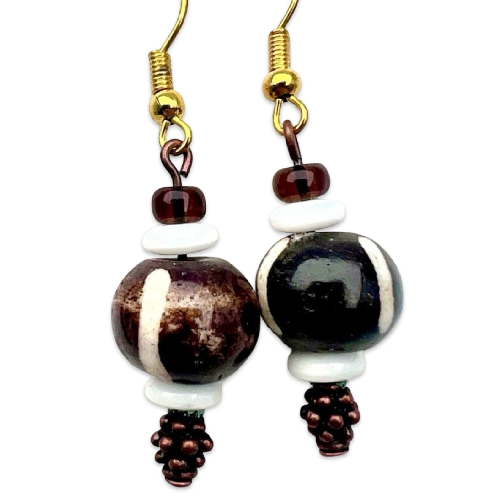 Earring Lot 3 Pairs Beaded Dangle Drop Boho Stone