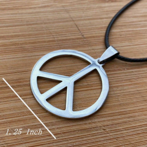 TWO Adjustable Necklaces Brown Peace Sign Design Tribal & Sleek Stainless Steel
