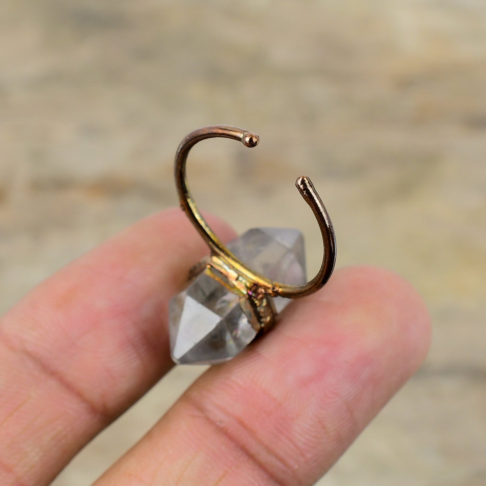 Herkimer Diamond Electroformed Promise Adjustable Ring Size Adjustable Copper