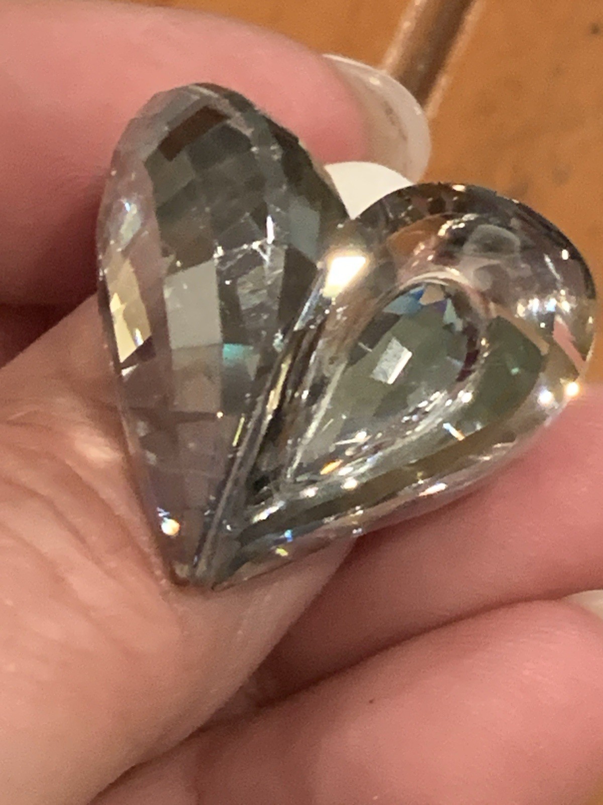 RARE Swarovski Swan Signed Crystal Large Heart Cocktail Ring Size 8.75 STUNNING