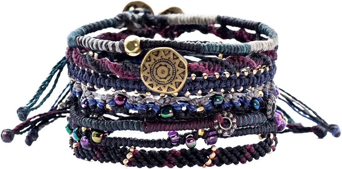 Waterproof 7-Piece Earth Charm Bracelet Stack – Trendy Boho Jewelry for Women