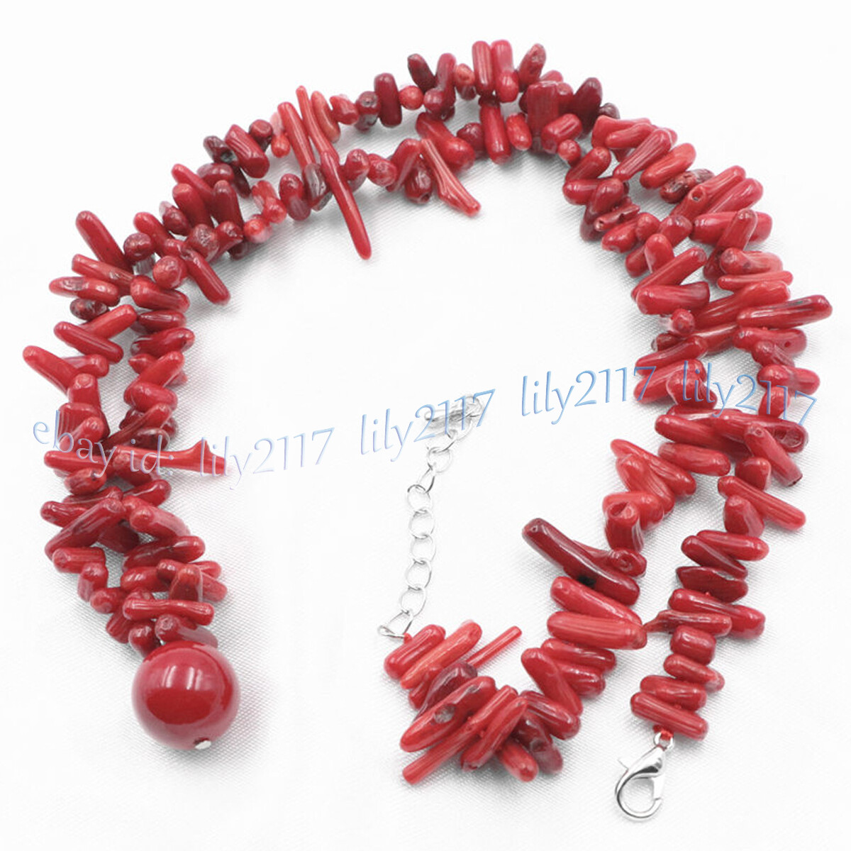 Natural 3-10mm Red Coral Gems Irregular Chips Gravel Beads Pendant Necklace 18”
