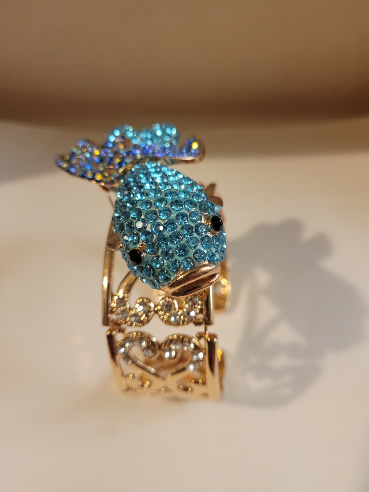 Fish Rhinestone Crystal Bracelet with detachable Fish Pin