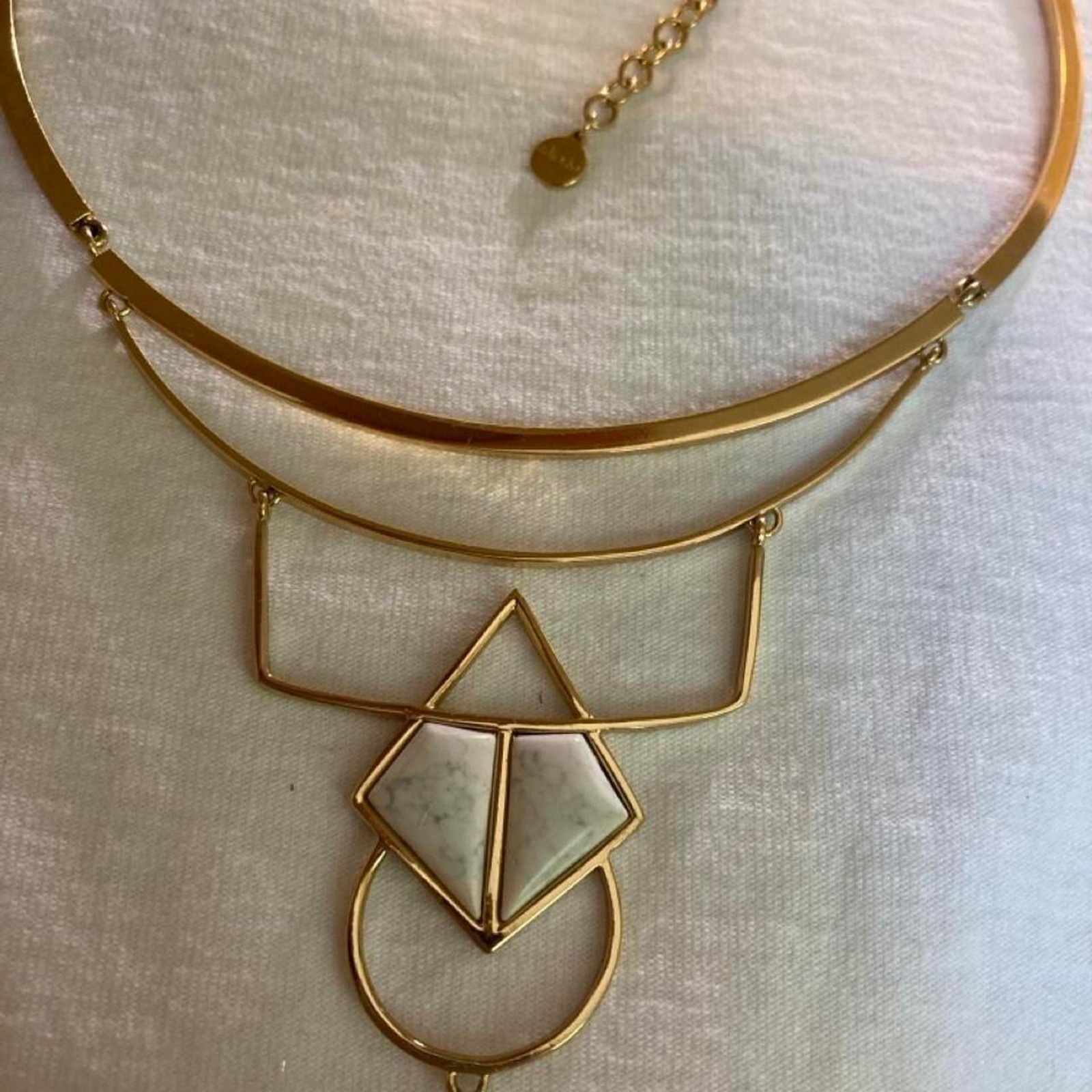 Stella & Dot Gold tone geometric collar necklace with layered design