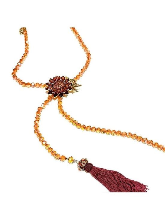 BOHO LUXE Golden Sunflower Crystal Lariat Necklace Miss Mandy’s Exclusive NWOT