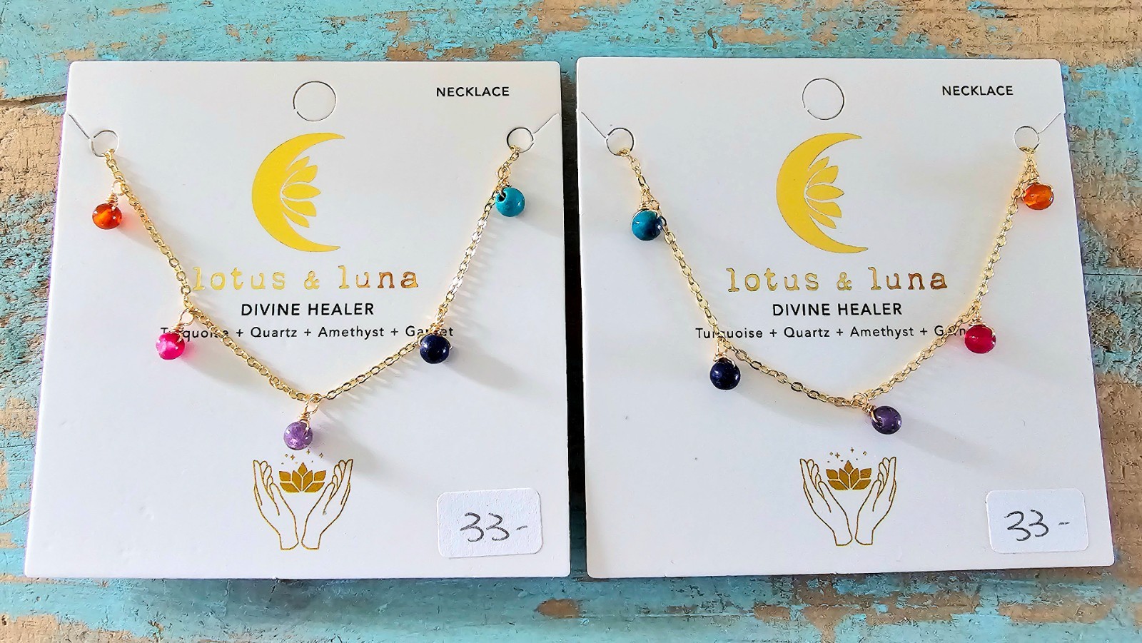 Lotus and Luna Divine Healer Gemstone Drop Necklace. NWT.