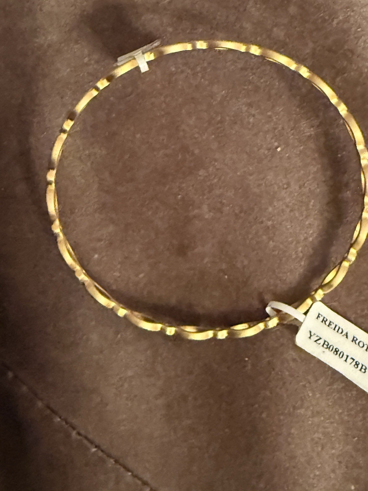 Freida Rothman 14kt Gold Plated Sterling Silver Two-Tone Bangle Bracelet with CZ