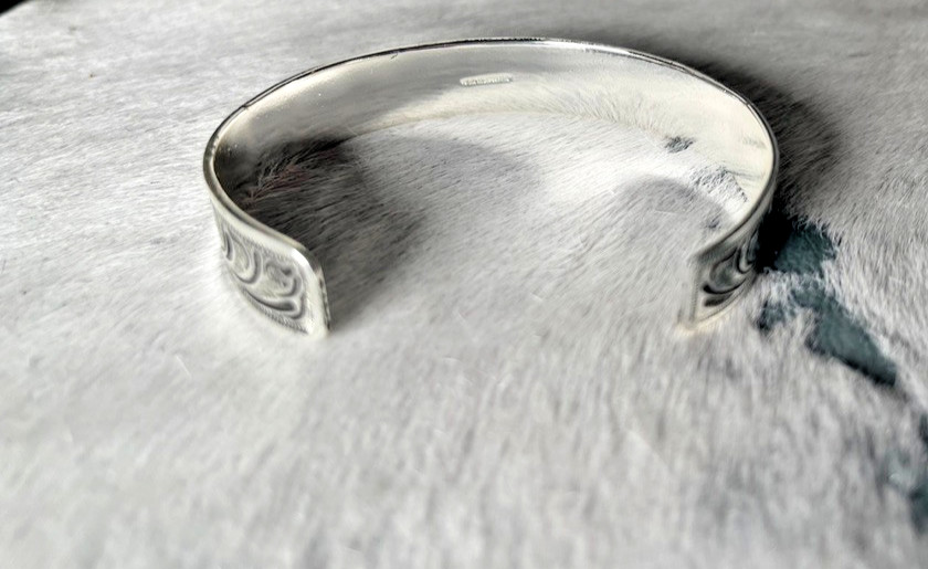 Western Womens Bracelet 6 3/8 x 1/2 in Band Silver Cuff Cowboy Adjustable