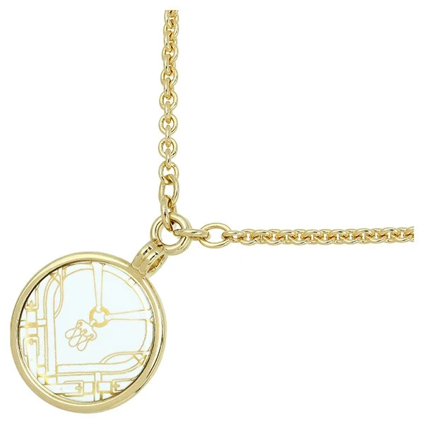 New Auth HERMES MEDAILLE MORS A JOUETS Enamel Print White Gold Necklace Pendant
