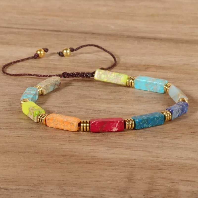 2025HOT Handmade Seven Chakra Jasper Stone Women Lucky Bracelet Birthday Gift