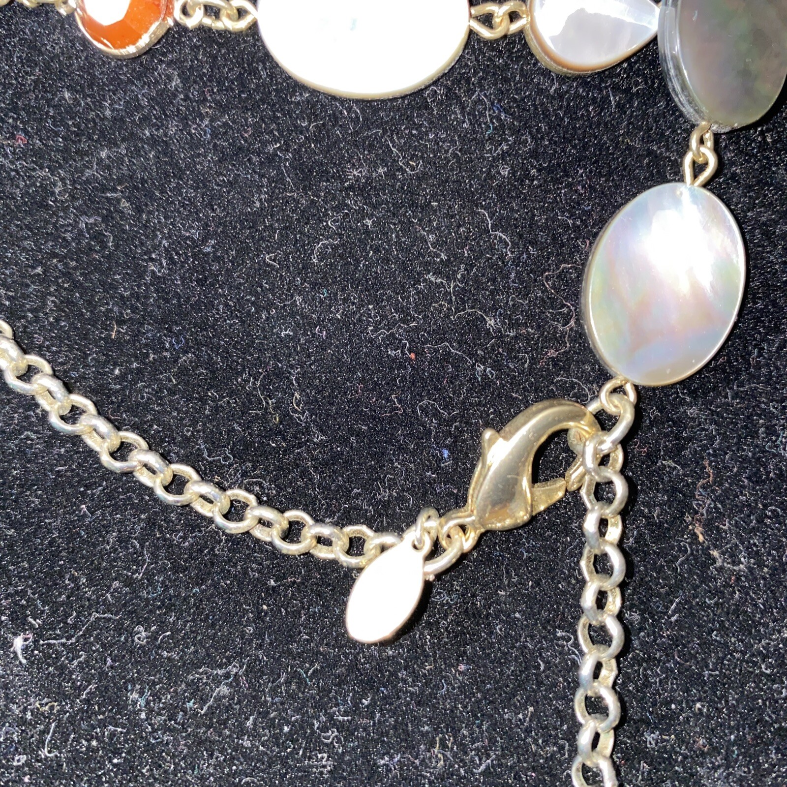 Chicos Necklace Disc Link Abalone Glass Varied Chain Vintage?