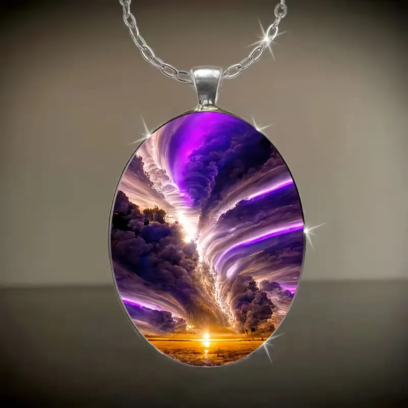 Beauty Oval Necklace Jewelry Vintage Silvery Beach Pendant D