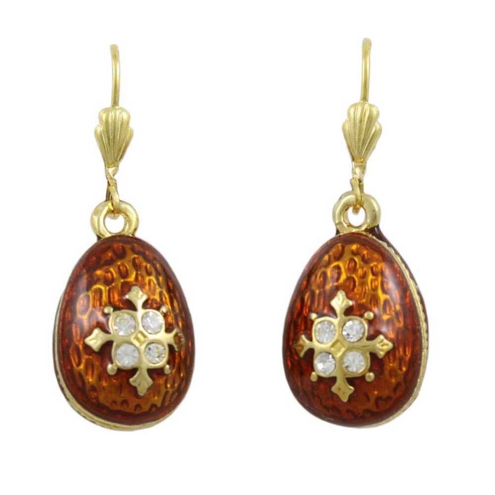 Brown Enamel and Crystal 3D Egg Pierced Earring – LBT407X