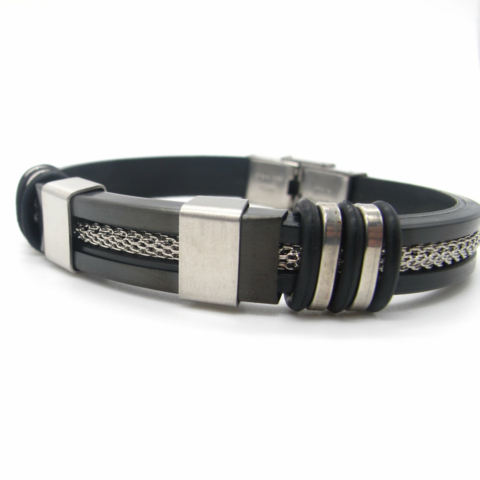 MENDEL 7 Inch Cool Mens Cuff Bracelet Bangle Wire Cord Wristband Stainless Steel