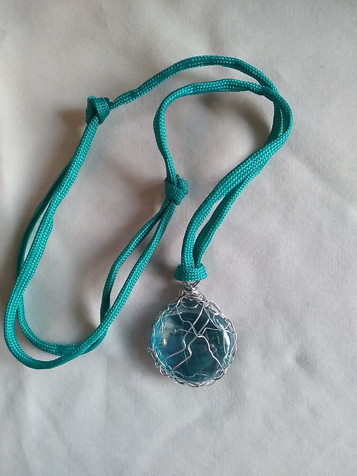 Boho Necklace Wire Wrapped Glass Pendant Necklace 19″ Gift