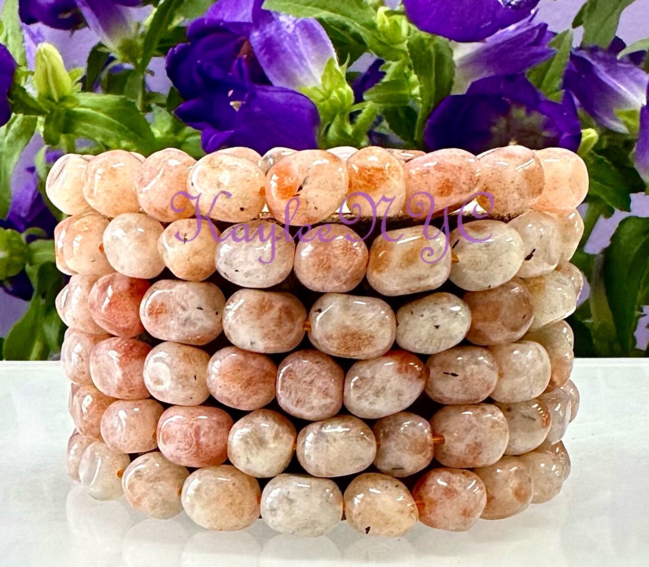 Wholesale 6 Pcs Natural Sunstone Tumble 7.5” Crystal Bracelet