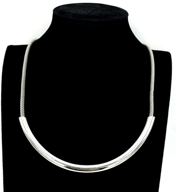 Silver Tone Bismark Mesh Collar Necklace Dressy Work Elegant