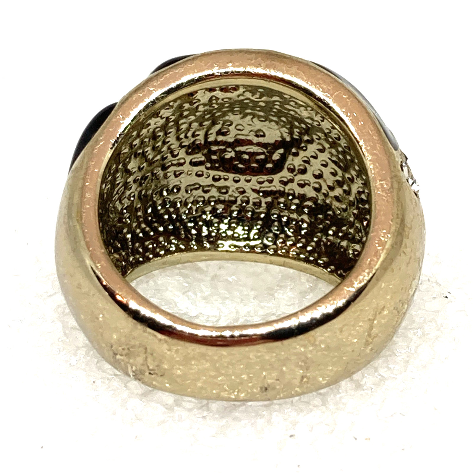 Bold Black Enamel Dome Ring W/ Pave Set Crystals In A Silver Tone Size 8