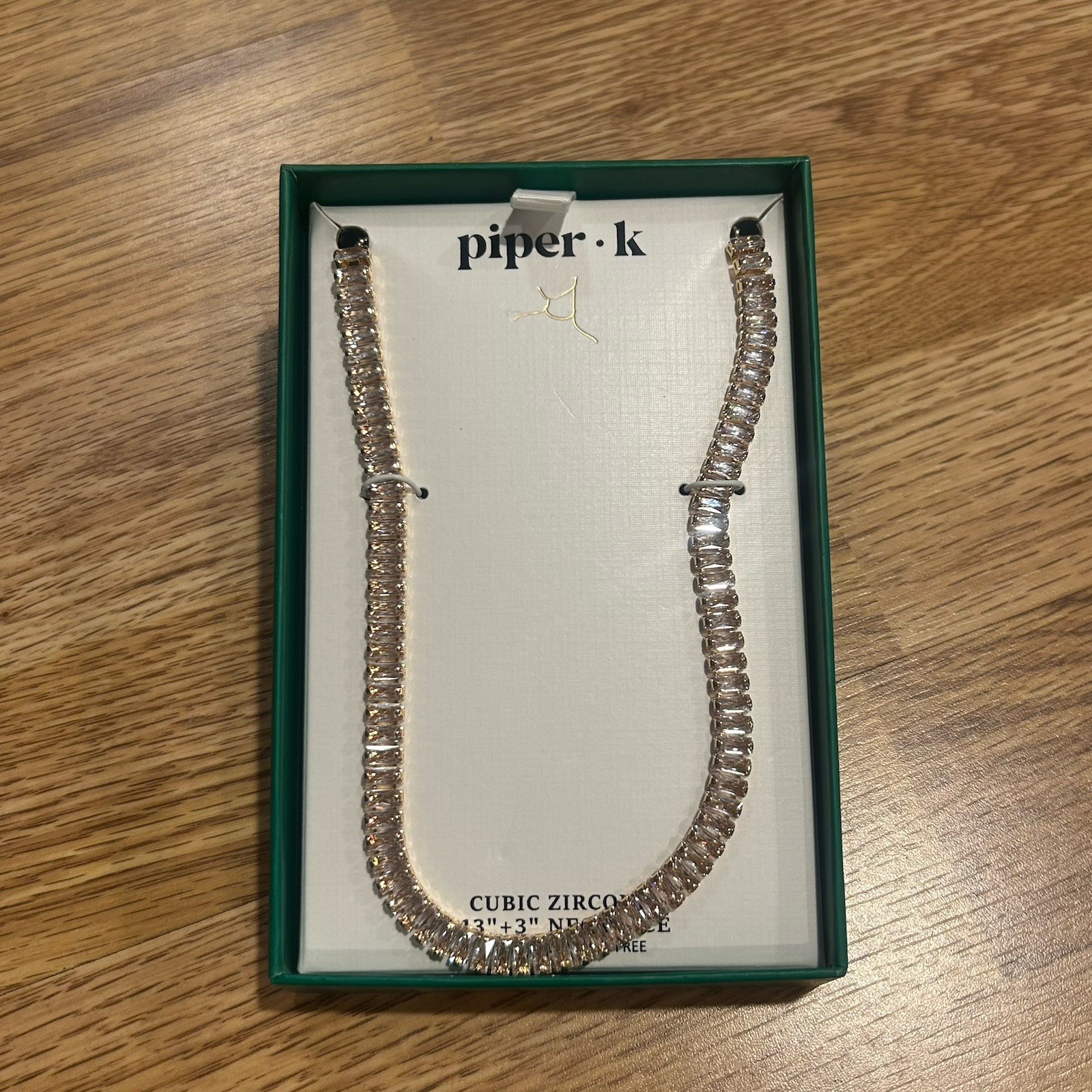 Piper K Gold Tone Plated Cubic Zirconia Choker Necklace 13” + 3”