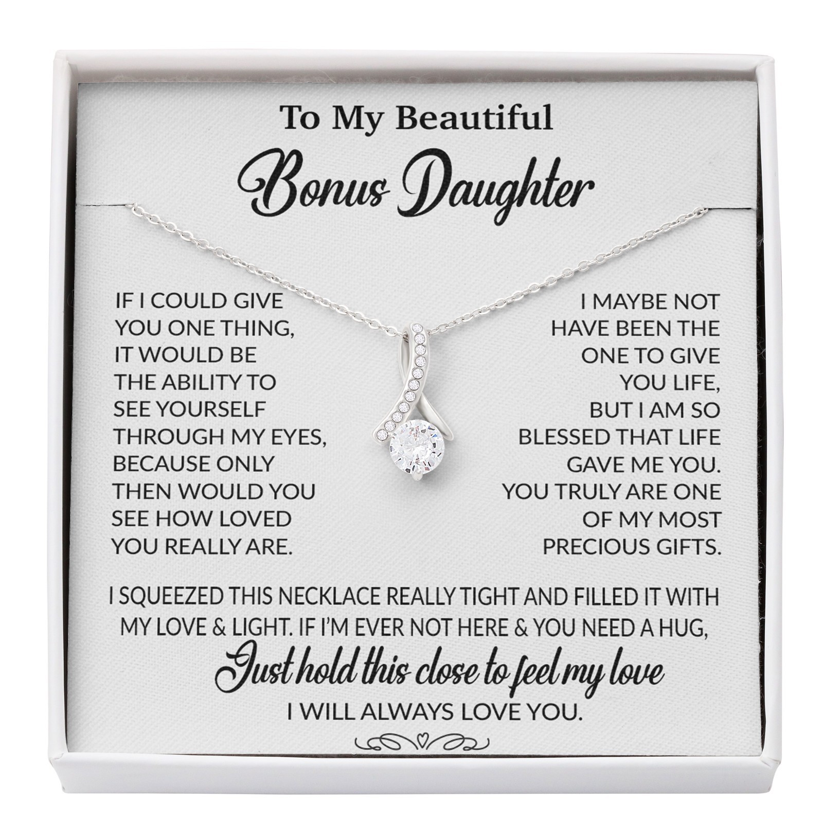 To My Bonus Daughter Necklace, Gift for Bonus Daughter, Step Daughter Birthday