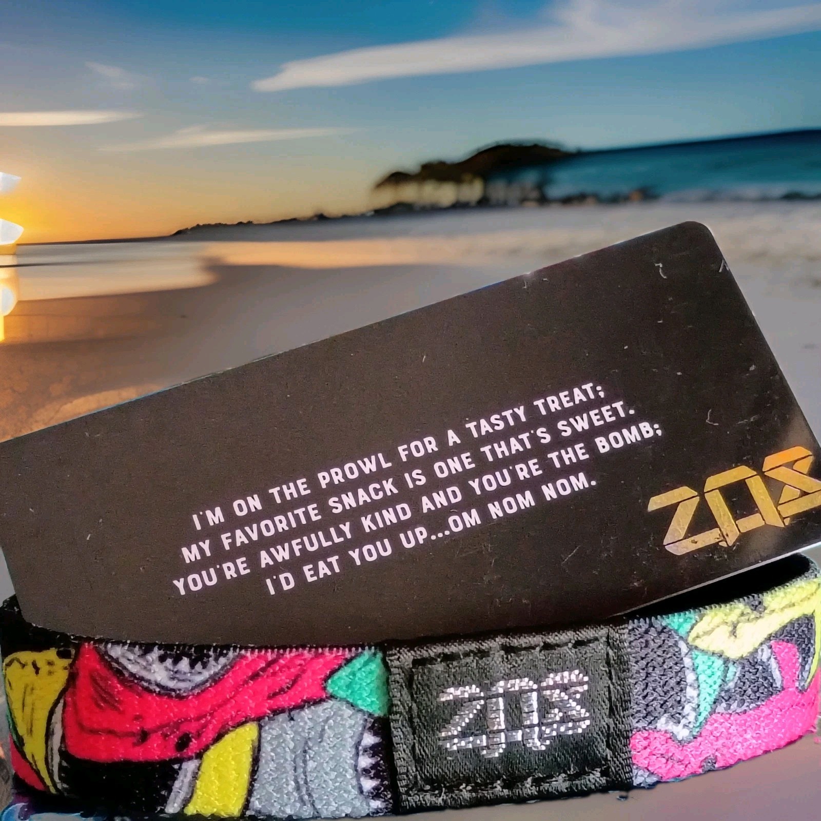 ZOX “I COULD JUST EAT YOU UP” Strap W/ Card. (Size Medium) -Silver
