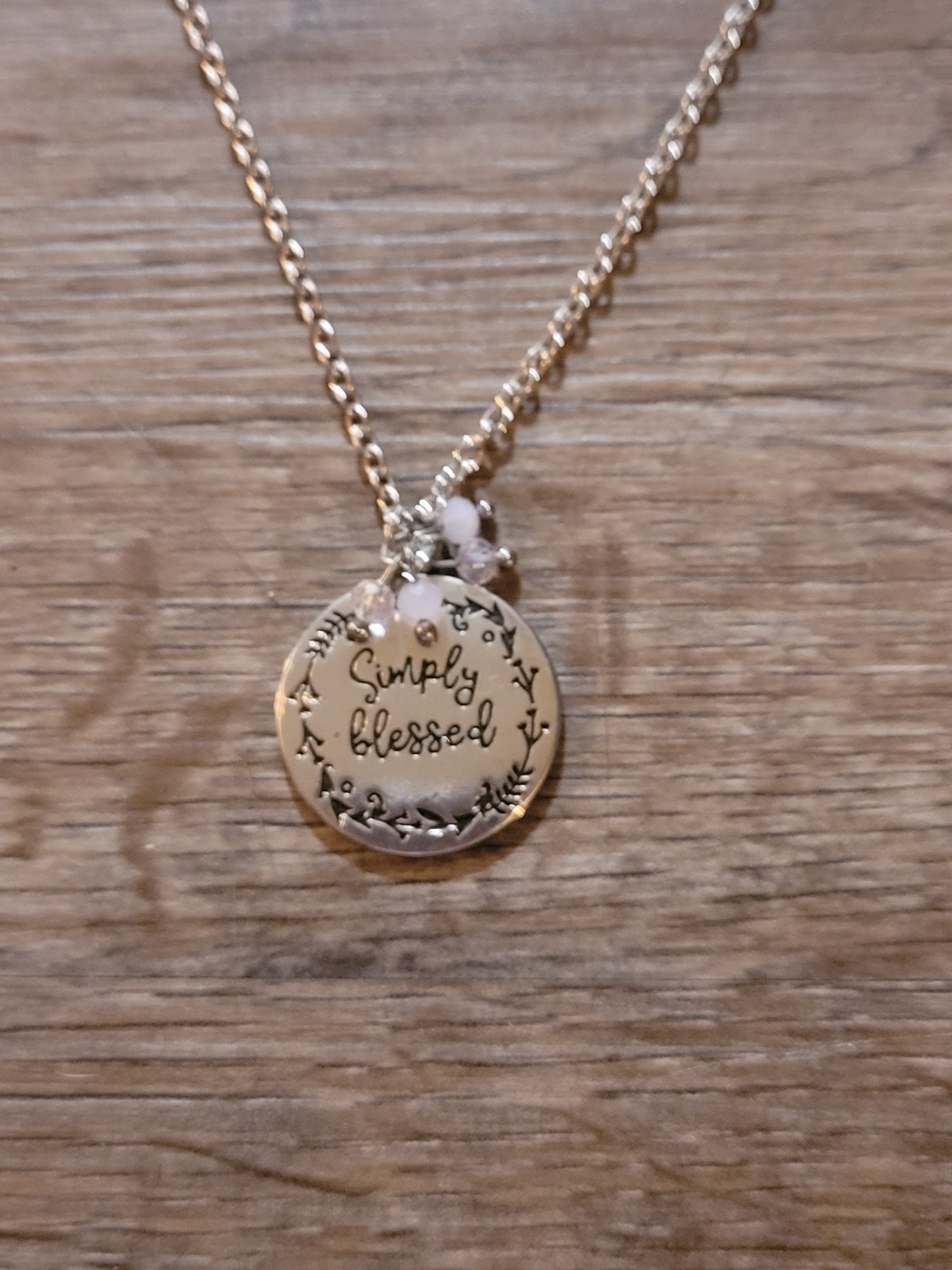 Silver Tone Pendant Necklace “Simply ” Blessed Lobster Clasp Women’s…