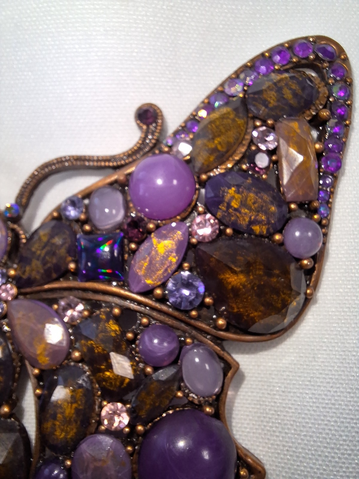 Large Copper Butterfly Gold & Purple Brooch-Pendant