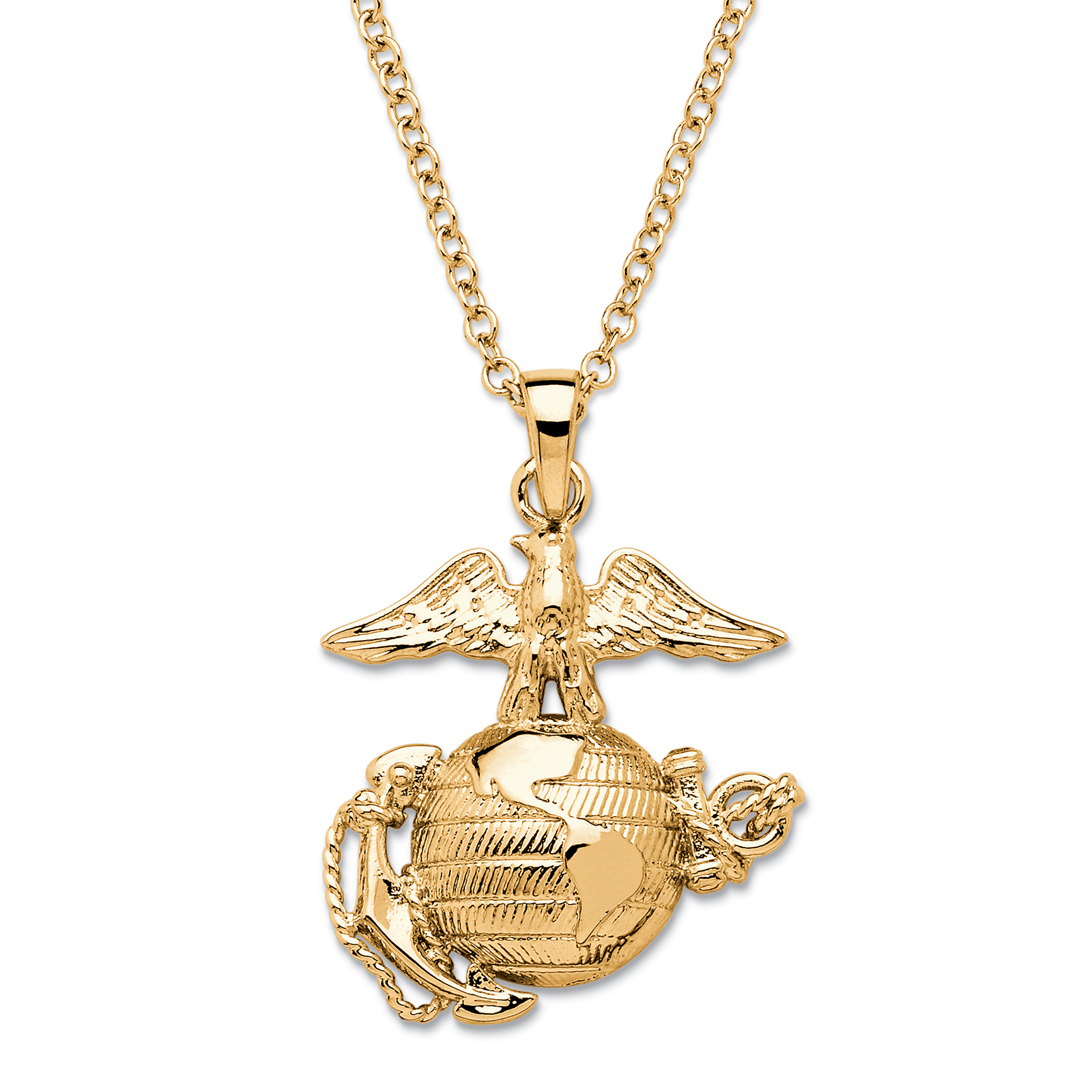 Marine Corps Pendant Necklace Gold-Plated 20″